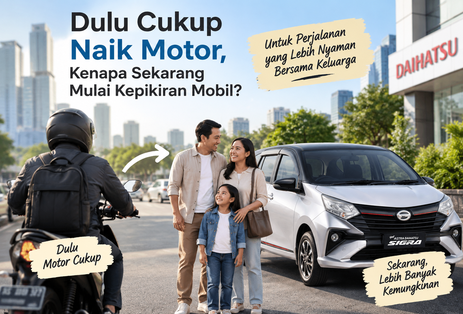 Dulu Cukup Naik Motor, Kenapa Sekarang Mulai Kepikiran Mobil?
